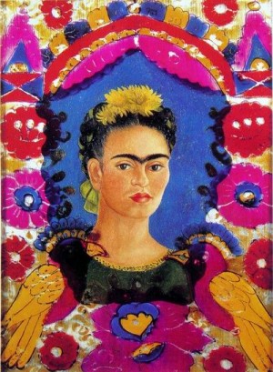 Oil kahlo,frida Painting - Self-portrait ,The Frame , around 1938 by Kahlo,Frida