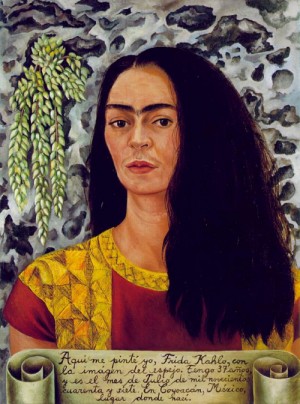 Oil portrait Painting - Self-Portrait with Loose Hair  1947 by Kahlo,Frida