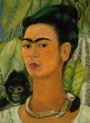 Oil kahlo,frida Painting - Self portrait with Monkey,1938 by Kahlo,Frida
