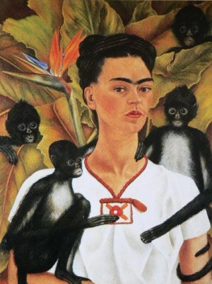 Oil kahlo,frida Painting - Self-portrait with Monkeys,1943 by Kahlo,Frida