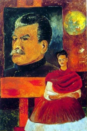 Oil portrait Painting - Self-portrait with Stalin by Kahlo,Frida
