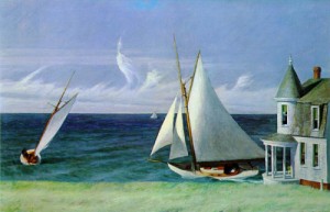 Oil the Painting - The Lee Shore  1941 by Hopper,Edward