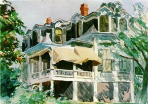 Oil the Painting - The Mansard Roof    1923 by Hopper,Edward