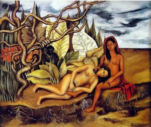 Oil kahlo,frida Painting - Two nudes in the Forest ,1939 by Kahlo,Frida