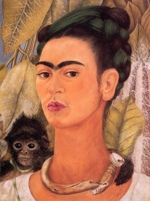 Oil kahlo,frida Painting - Self Portrait with Monkey  1938 by Kahlo,Frida