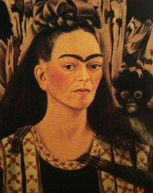 Oil kahlo,frida Painting - Self-portrait with Small Monkey , 1945 by Kahlo,Frida