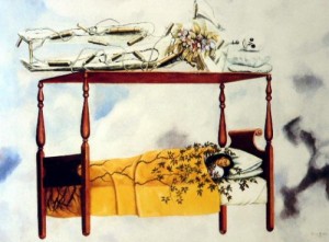 Oil the Painting - The Dream or The Bed , 1940 by Kahlo,Frida