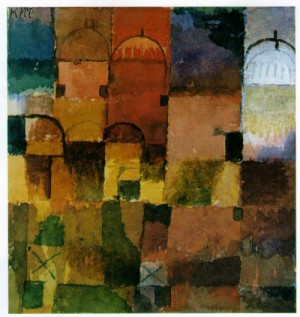 Oil red Painting - Red and White Domes  1914 by Klee,Paul