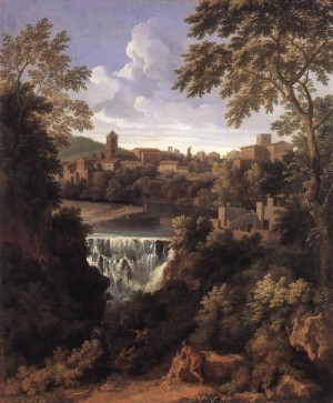 Oil Painting - The Falls of Tivoli   c. 1661 by Dughet, Gaspard
