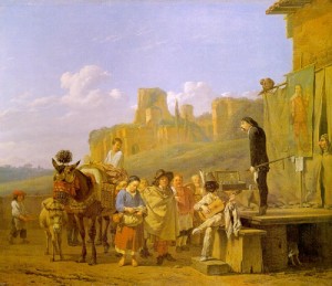 Oil Painting - A Party of Charlatans in an Italian Landscape   1657 by Dujardin, Karel