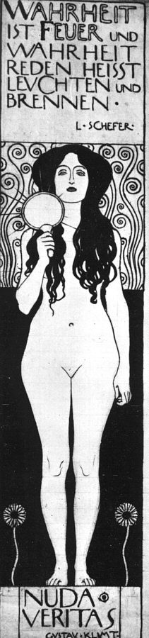 Oil klimt gustav Painting - Drawing for Two Emblems for Ver Sacrum (Nuda Veritas), 1898 by Klimt Gustav