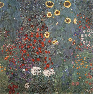 Oil garden Painting - Farm Garden With Sunflowers by Klimt Gustav