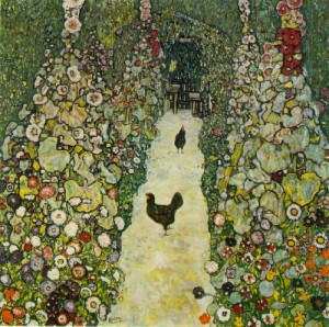 Oil garden Painting - Garden Path with Chickens  1916 by Klimt Gustav