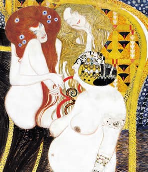 Oil klimt gustav Painting - Hostile Forces Detail 1902 by Klimt Gustav