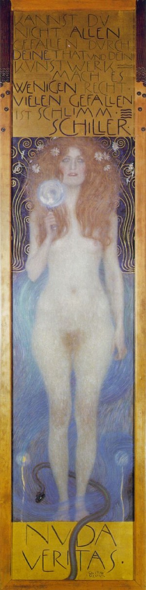 Oil Nude Painting - Nude Veritas  1899 by Klimt Gustav