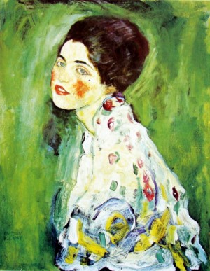 Oil van Painting - Portret van een dame (1916-1917) by Klimt Gustav