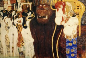 Oil klimt gustav Painting - The Beethoven Frieze  The Hostile Powers. Left part, detail. 1902 by Klimt Gustav