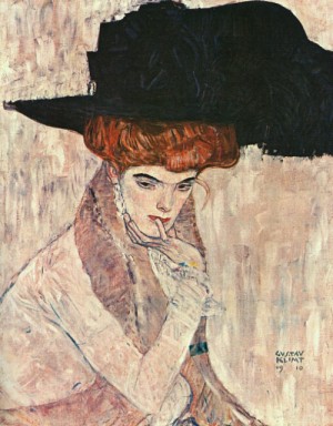 Oil klimt gustav Painting - The Black Feather Hat, 1910 by Klimt Gustav