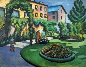 Oil garden Painting - A Garden by Macke ,August