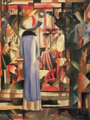 Oil light Painting - A Large Light Shop Window by Macke ,August