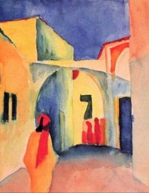 Oil street Painting - A Street by Macke ,August