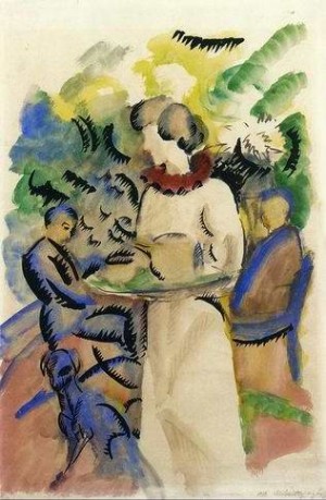 Oil the Painting - Afternoon in the Garden by Macke ,August