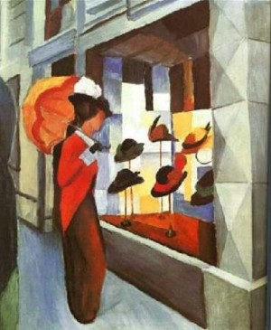 Oil shop Painting - Before The Hat Shop by Macke ,August