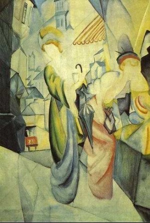 Oil the Painting - Bright Women in front of the Hat Shop (Helle Frauen vor dem Hutladen) 1913 by Macke ,August