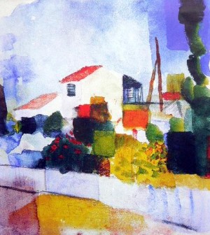 Oil Painting - Das helle Haus by Macke ,August