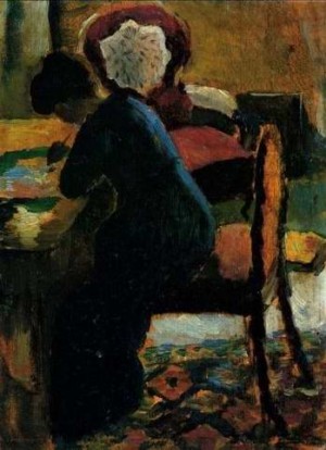 Oil the Painting - Elisabeth At The Desk by Macke ,August