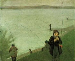 Oil the Painting - Fishing At The Rhine by Macke ,August