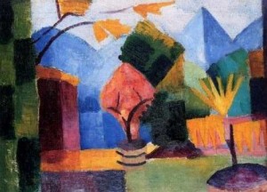 Oil macke ,august Painting - Garden At The Thuner Lake by Macke ,August