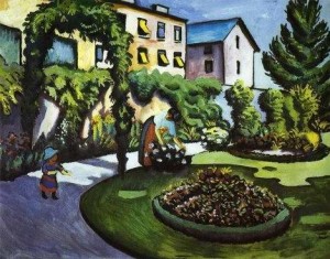 Oil macke ,august Painting - Garden Picture by Macke ,August