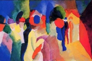 Oil girl Painting - Girl With A Yellow Jacket by Macke ,August