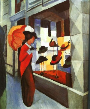 Oil shop Painting - Hat Shop (Hutladen), 1914 by Macke ,August