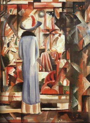 Oil macke ,august Painting - Large Bright Shop Window (Grobes helles Schaufenster) 1912 by Macke ,August