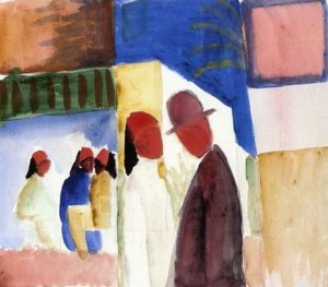 Oil macke ,august Painting - On the Street by Macke ,August