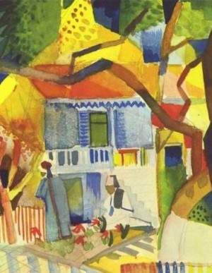 Oil macke ,august Painting - Patio Of The Country House In St Germain by Macke ,August
