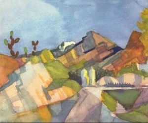 Oil landscape Painting - Rocky Landscape by Macke ,August
