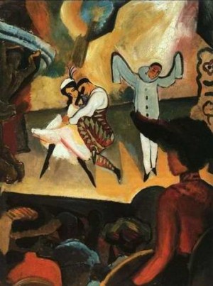 Oil macke ,august Painting - Russian Ballet by Macke ,August