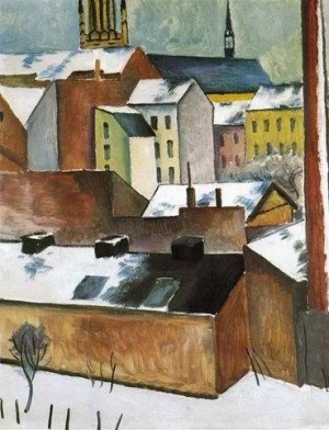 Oil the Painting - St. Mary's in the Snow (Mariekirsche im Schnee) 1911 by Macke ,August