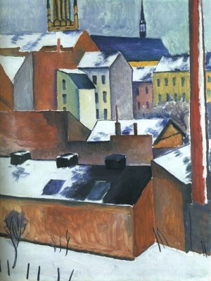 Oil the Painting - St. Mary's in the Snow (Mariekirsche im Schnee), 1911 by Macke ,August