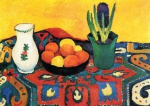 Oil macke ,august Painting - Style Life With Fruits by Macke ,August