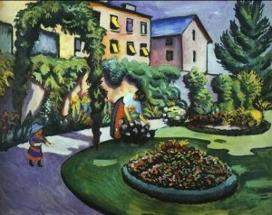 Oil the Painting - The Mackes' Garden at Bonn 1911 by Macke ,August