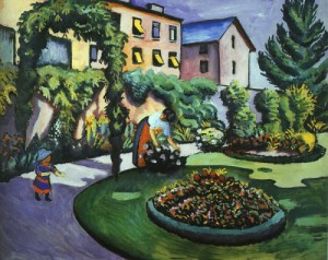 Oil the Painting - The Mackes' Garden at Bonn (Der Mackesche Garten in bonn), 1911 by Macke ,August