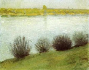 Oil macke ,august Painting - The Rhine near Herzel by Macke ,August