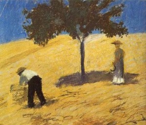 Oil macke ,august Painting - Tree In The Grain Field by Macke ,August