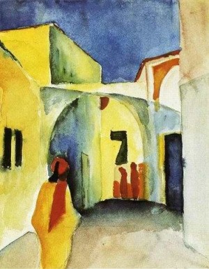 Oil macke ,august Painting - View of an Alley by Macke ,August