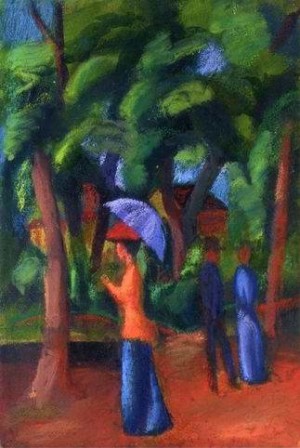 Oil macke ,august Painting - Walking in the Park by Macke ,August