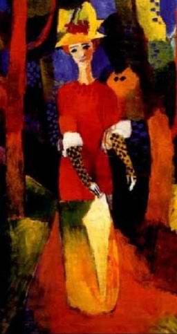 Oil macke ,august Painting - Womain In A Park by Macke ,August
